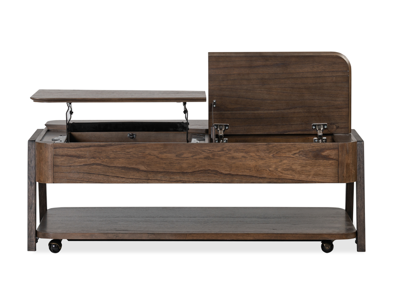 Table à café Camdale de 52,5 po avec dessus relevable et rabattable et rangement - chocolat