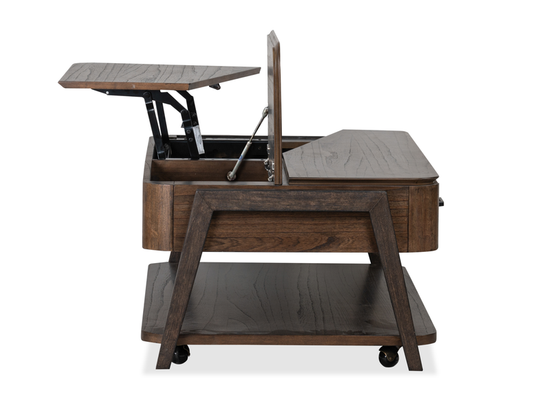 Table à café Camdale de 52,5 po avec dessus relevable et rabattable et rangement - chocolat