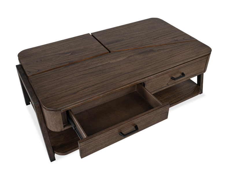 Table à café Camdale de 52,5 po avec dessus relevable et rabattable et rangement - chocolat