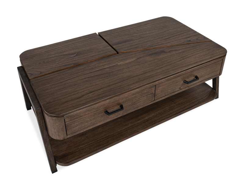 Table à café Camdale de 52,5 po avec dessus relevable et rabattable et rangement - chocolat