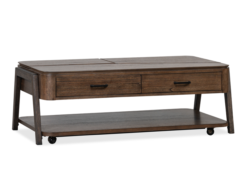 Table à café Camdale de 52,5 po avec dessus relevable et rabattable et rangement - chocolat
