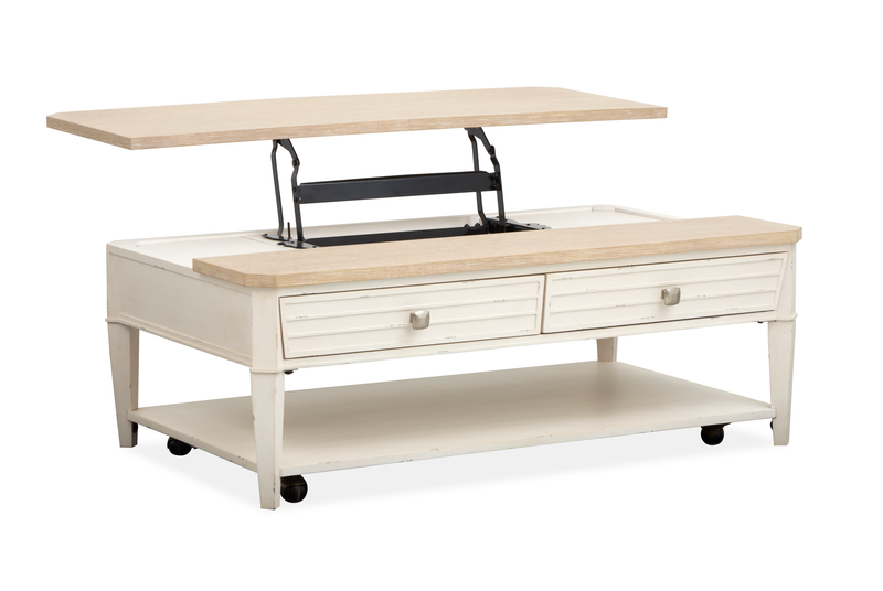 Table à café Collins de 50 po avec dessus relevable et rangement - bois de grève