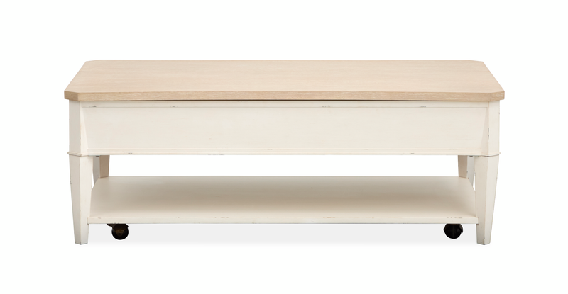 Table à café Collins de 50 po avec dessus relevable et rangement - bois de grève