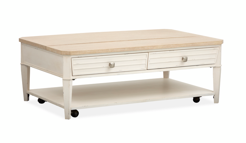 Table à café Collins de 50 po avec dessus relevable et rangement - bois de grève