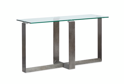 Consort 50" Sofa Table with Tempered Glass Top  - Aged Pewter | Table de salon Consort de 50 po avec dessus en verre trempé - étain vieilli