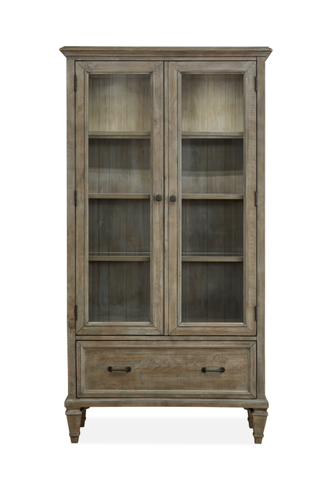 Bibliothèque Gerrard de 40 po avec portes en verre trempé - gris tourterelle