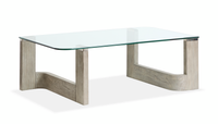  Table à café Jerome de 52 po avec dessus en verre - pin fumé