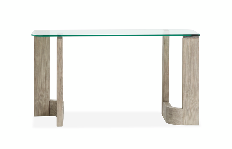 Table de salon Jerome de 52 po avec dessus en verre - pin fumé