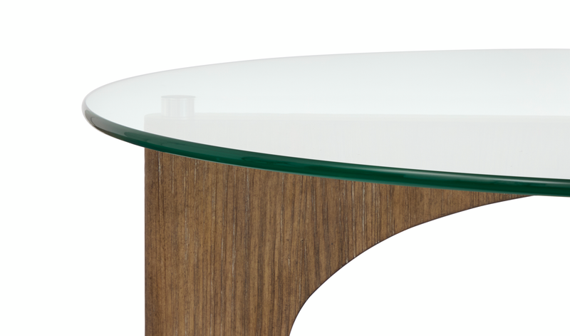 Table à café Kerwin de 40 po avec dessus en verre - amande