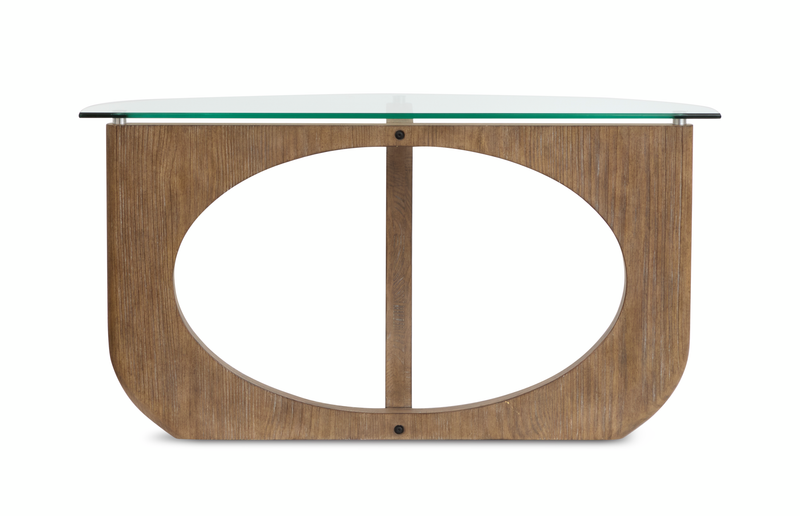 Table de salon Kerwin de 52 po avec dessus en verre - amande