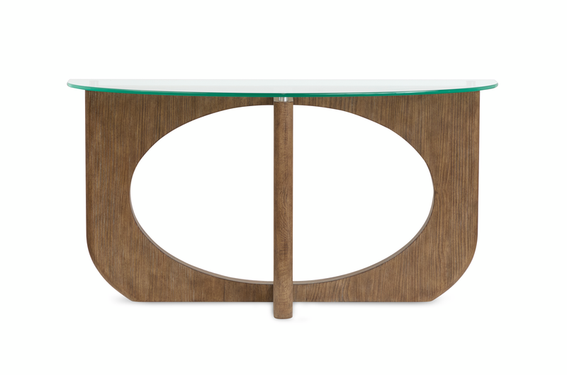 Table de salon Kerwin de 52 po avec dessus en verre - amande