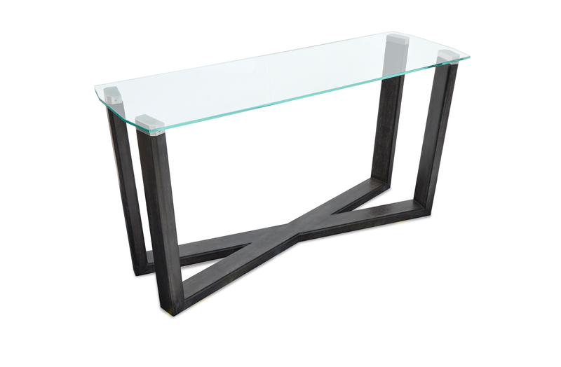 Table de salon Morden de 56 po avec dessus en verre - truffe noire