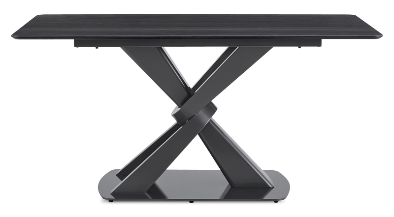 Ensemble de salle à manger Orion 5 pièces en métal avec table de 63 po (L), dessus en pierre synthétique et 4 chaises - noir et anthracite