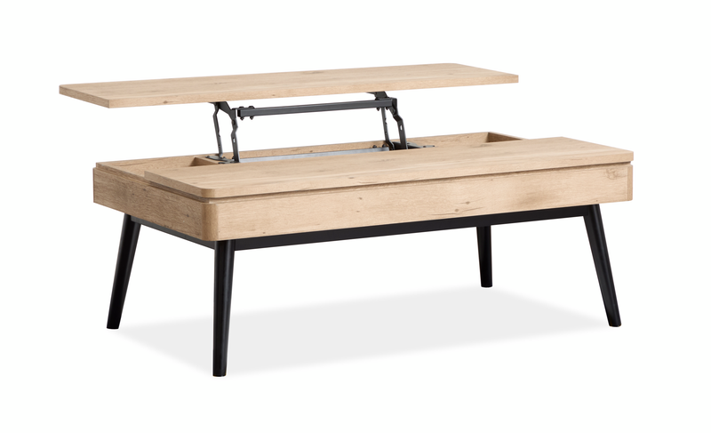 Table à café Tyssen de 48 po avec dessus relevable et rangement - bois de grève