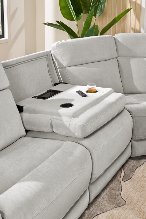 Sofa sectionnel de gauche à inclinaison électrique Legacy de Shaquille O’Neal Home 6 pièces avec confort Shaq-o-pedic - gris 