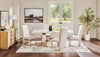 Vega 5pc Dining Set with Table & 4 Chairs, Marble Look, Pedestal Base, 82"W - Natural & White | Ensemble de salle à manger Vega 5 pièces avec table de 82 po (L), imitation de marbre, base piédestal et 4 chaises - naturel et blanc