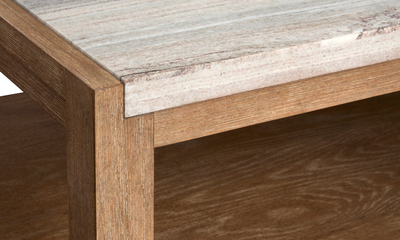 Table à café Timber de 52 po avec dessus en marbre et rangement - brun sierra