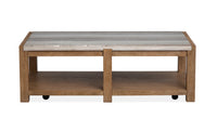  Table à café Timber de 52 po avec dessus en marbre et rangement - brun sierra