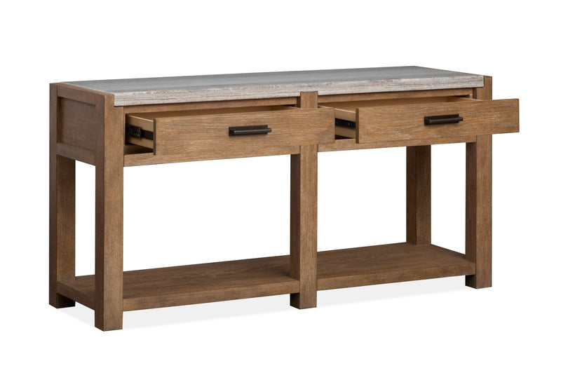 Table de salon Timber de 56 po avec dessus en marbre et rangement - brun sierra