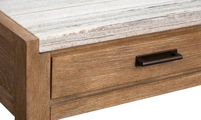 Table de salon Timber de 56 po avec dessus en marbre et rangement - brun sierra