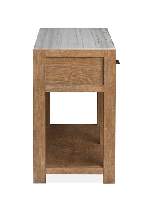 Table de salon Timber de 56 po avec dessus en marbre et rangement - brun sierra