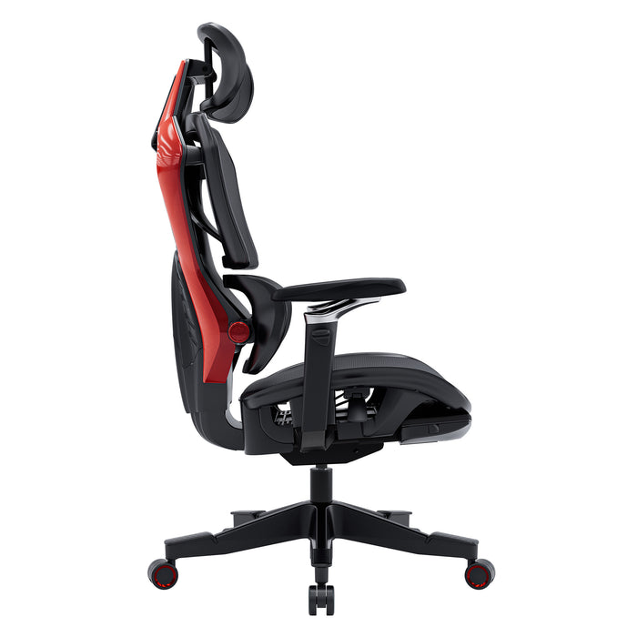 Fauteuil de jeu et de bureau ergonomique Duoflex de TygerClaw à dossier haut - rouge