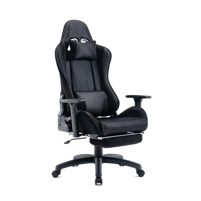 Tygerclaw Gaming Office Chair with Lumbar Pillow & Leg Rest - Black|Fauteuil de jeu et de bureau TygerClaw avec coussin lombaire et repose-pieds - noir