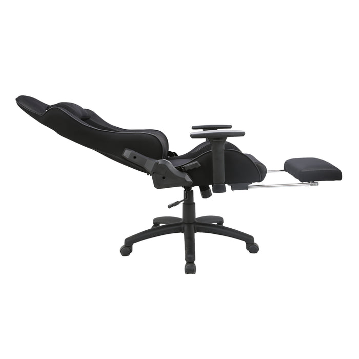 Fauteuil de jeu et de bureau TygerClaw avec coussin lombaire et repose-pieds - noir