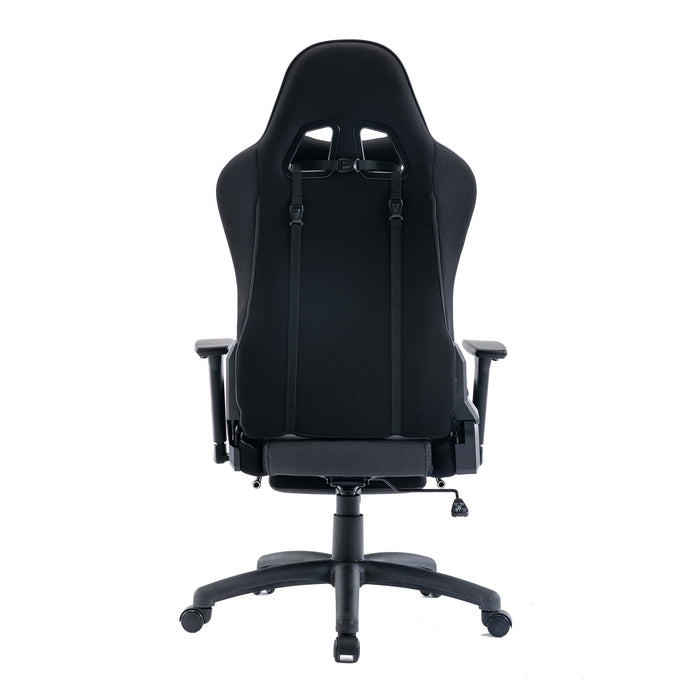 Fauteuil de jeu et de bureau TygerClaw avec coussin lombaire et repose-pieds - noir