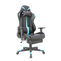 Fauteuil de jeu et de bureau en polyuréthanne TygerClaw avec coussin lombaire et repose-pieds - bleu
