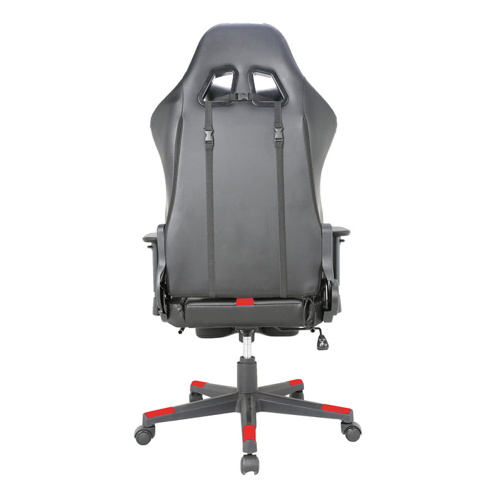 Fauteuil de jeu et de bureau en tissu TygerClaw avec coussin lombaire et repose-pieds - rouge