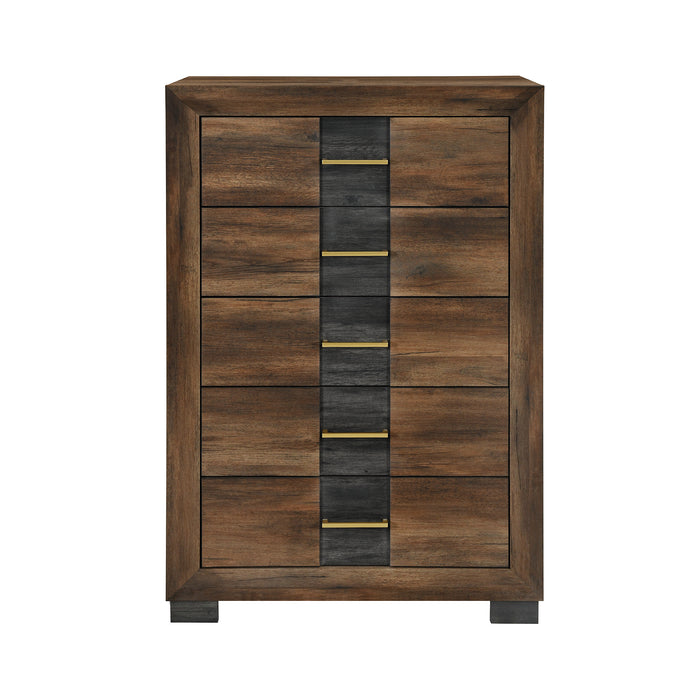 Commode verticale de chambre à coucher Titanium de 31,5 po (L) x 49,8 po (H) à 5 tiroirs - brune