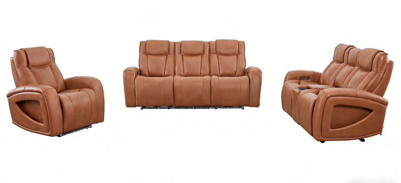 Causeuse à inclinaison électrique Titan de Shaquille O’Neal Home de 81 po en cuir véritable avec confort Shaq-o-pedic - terre 