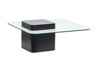 Table à café contemporaine Trevor de 35,43 po avec dessus en verre et base en béton - obsidienne