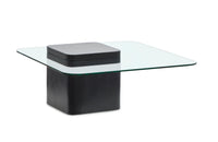  Table à café contemporaine Trevor de 35,43 po avec dessus en verre et base en béton - obsidienne