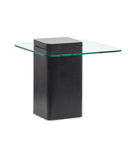  Table de bout contemporaine Trevor de 21,65 po avec dessus en verre et base en béton - obsidienne