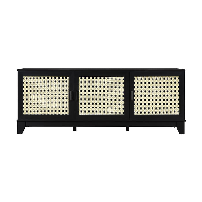 Meuble pour téléviseur moderne Sheridan de Manhattan Comfort de 62,99 po avec cannage - noir