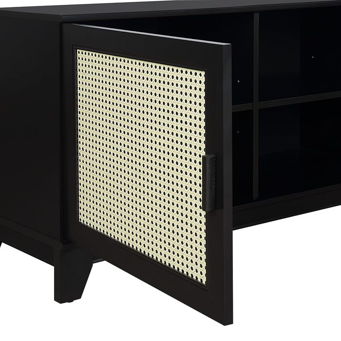 Meuble pour téléviseur moderne Sheridan de Manhattan Comfort de 62,99 po avec cannage - noir
