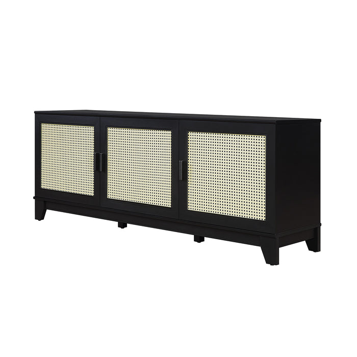 Meuble pour téléviseur moderne Sheridan de Manhattan Comfort de 62,99 po avec cannage - noir