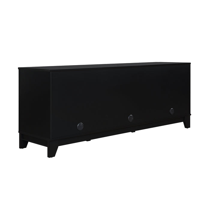 Meuble pour téléviseur moderne Sheridan de Manhattan Comfort de 62,99 po avec cannage - noir