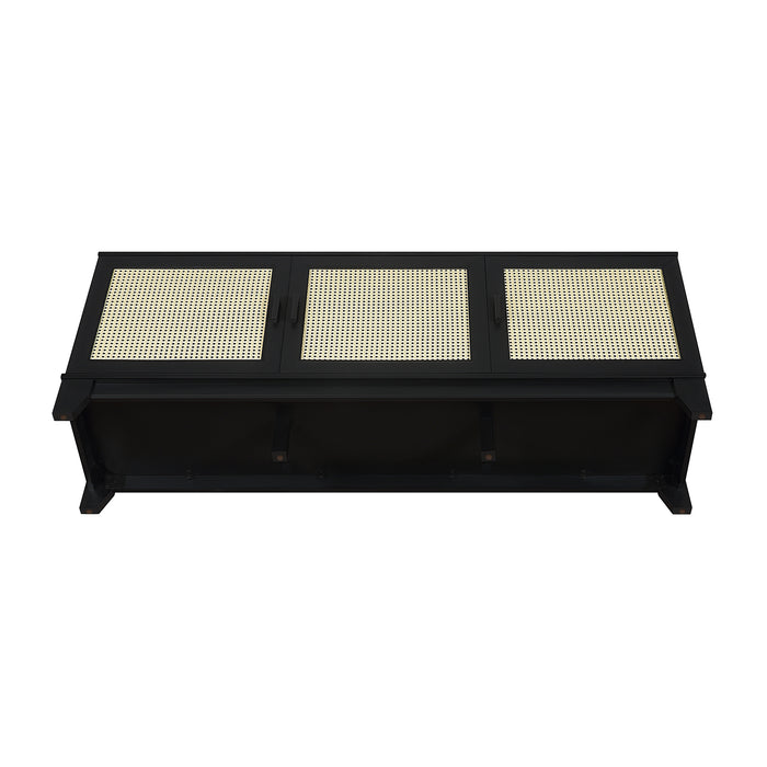 Meuble pour téléviseur moderne Sheridan de Manhattan Comfort de 62,99 po avec cannage - noir