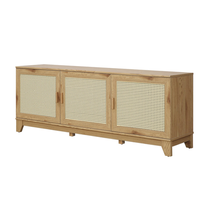 Meuble pour téléviseur moderne Sheridan de Manhattan Comfort de 62,99 po avec cannage - naturel
