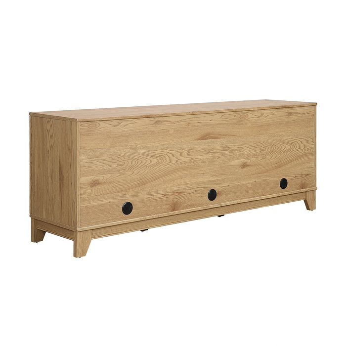 Meuble pour téléviseur moderne Sheridan de Manhattan Comfort de 62,99 po avec cannage - naturel