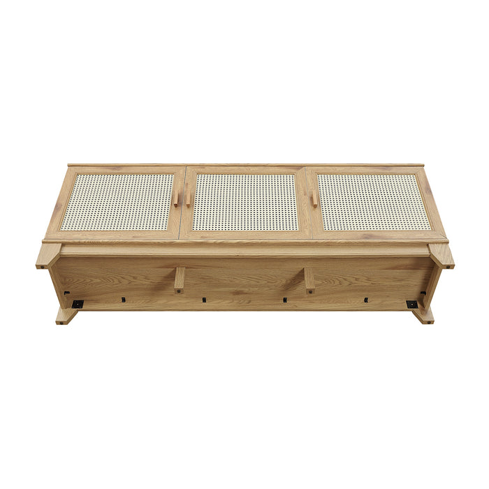 Meuble pour téléviseur moderne Sheridan de Manhattan Comfort de 62,99 po avec cannage - naturel