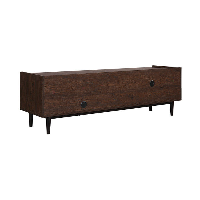 Meuble pour téléviseur moderne Duane de Manhattan Comfort de 59,25 po avec cannelures - brun foncé et bleu marine