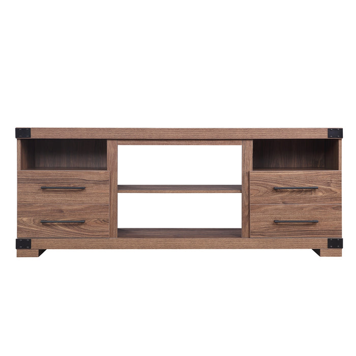 Meuble pour téléviseur Richmond de Manhattan Comfort de 60 po avec 2 tiroirs et 4 tablettes - brun