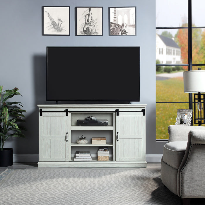 Meuble pour téléviseur Myrtle de Manhattan Comfort de 60 po avec 2 portes coulissantes - chêne crème