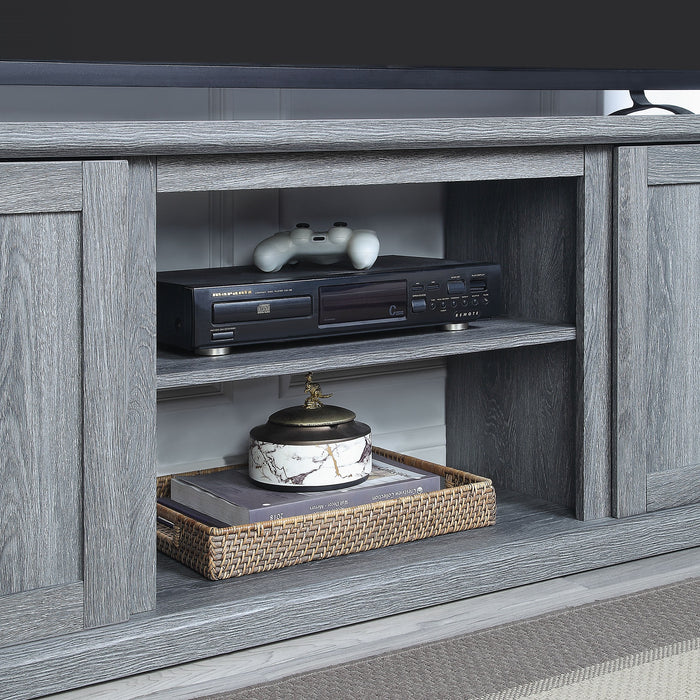 Meuble pour téléviseur Franklin de Manhattan Comfort de 60 po avec 2 portes et tablettes ouvertes - gris