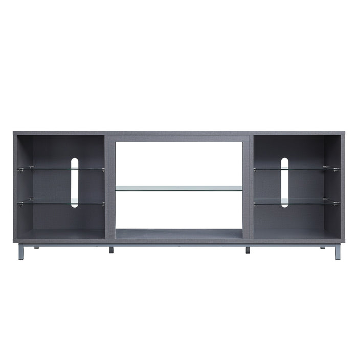 Meuble pour téléviseur Brighton de Manhattan Comfort de 60 po avec tablettes en verre et système de gestion des câbles - gris