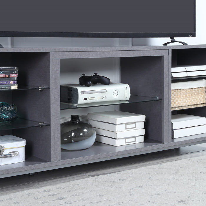 Meuble pour téléviseur Brighton de Manhattan Comfort de 60 po avec tablettes en verre et système de gestion des câbles - gris